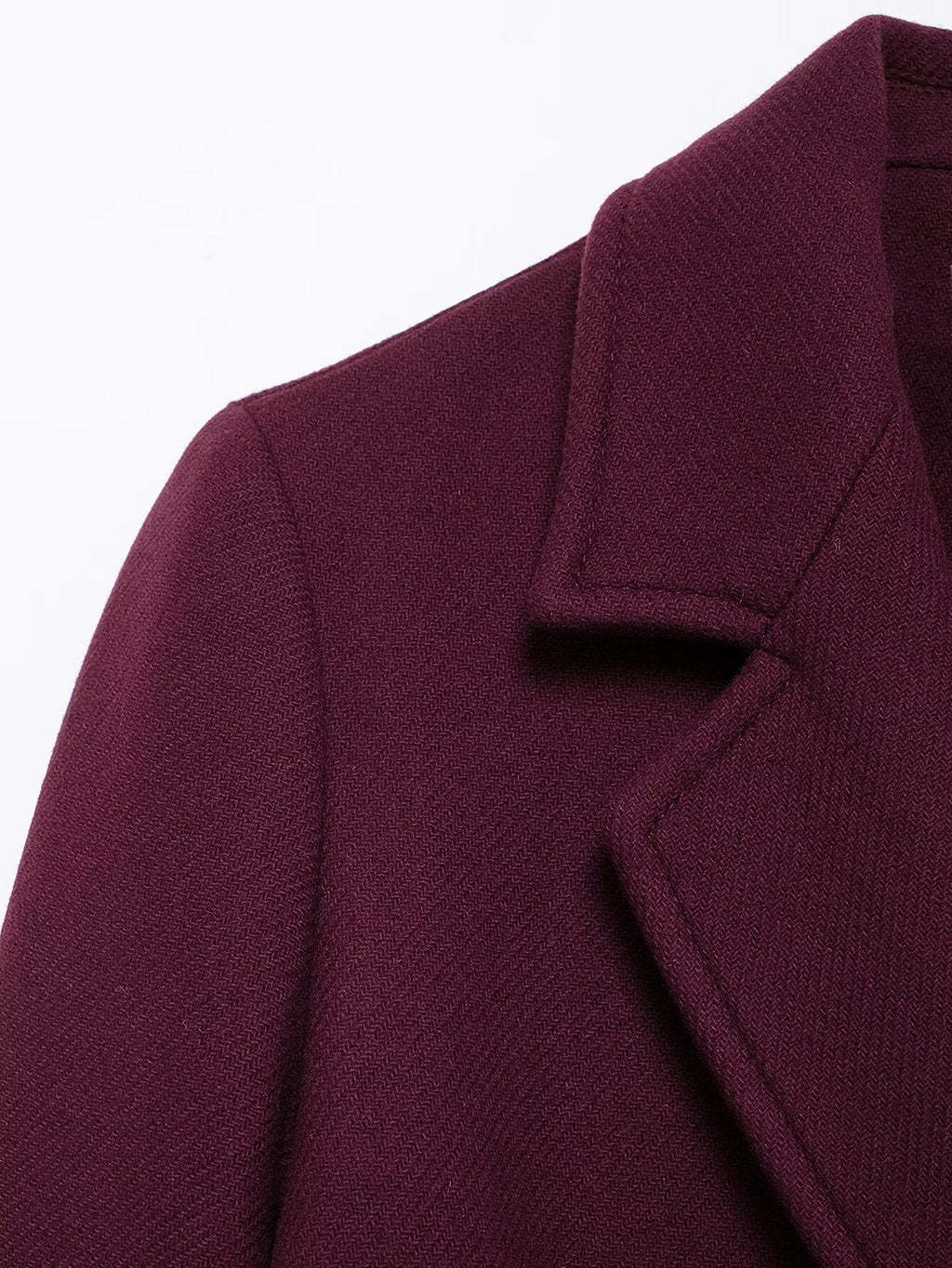 Francine | Women's Burgundy Double-Breasted Woolen Coat
