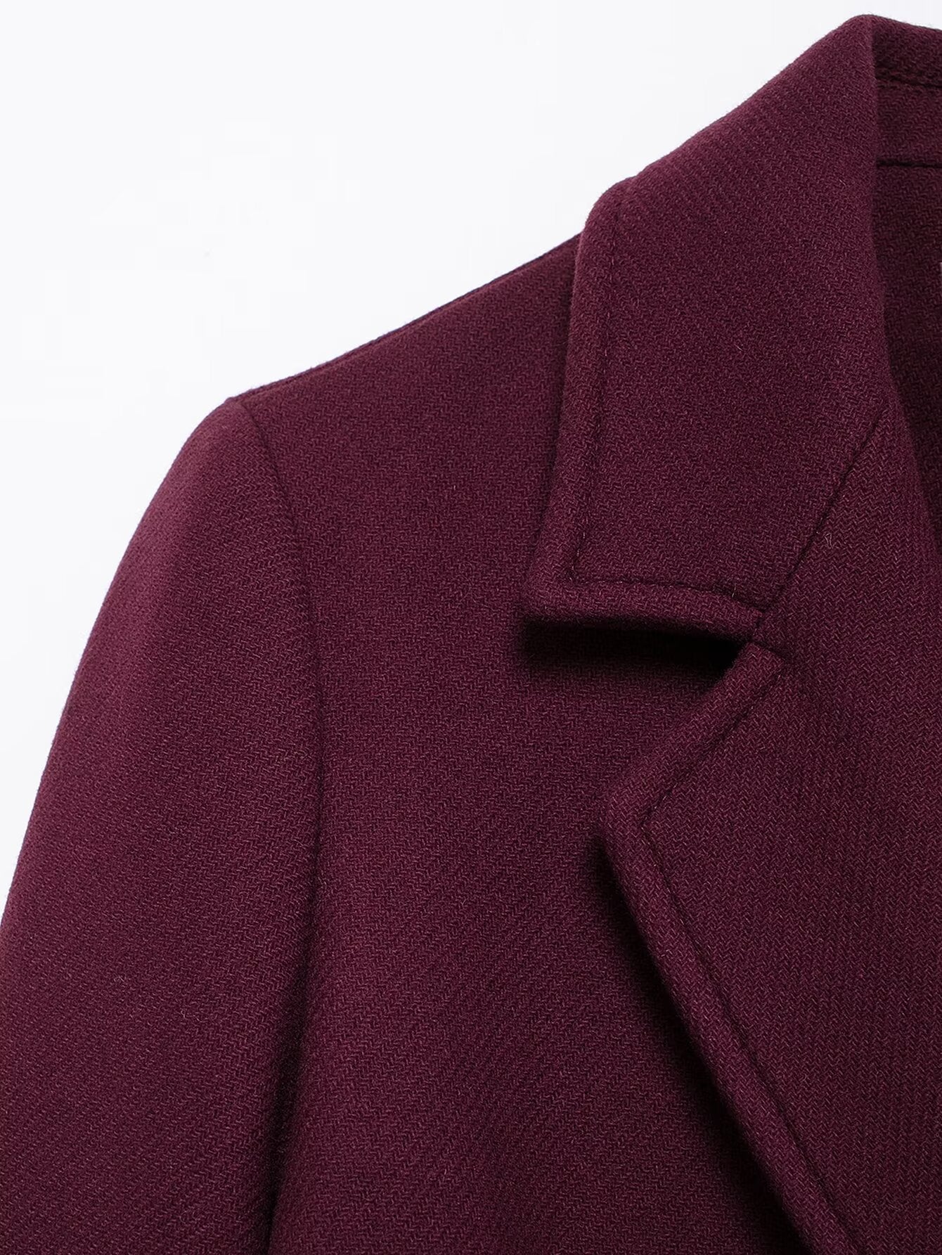 Francine | Women's Burgundy Double-Breasted Woolen Coat