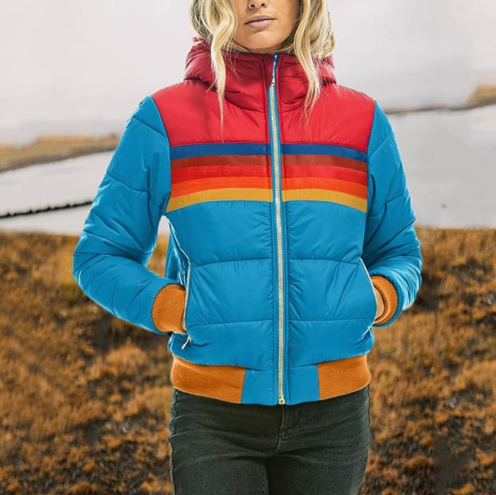 Grace - Women's Retro Stripe Puffer Jacket