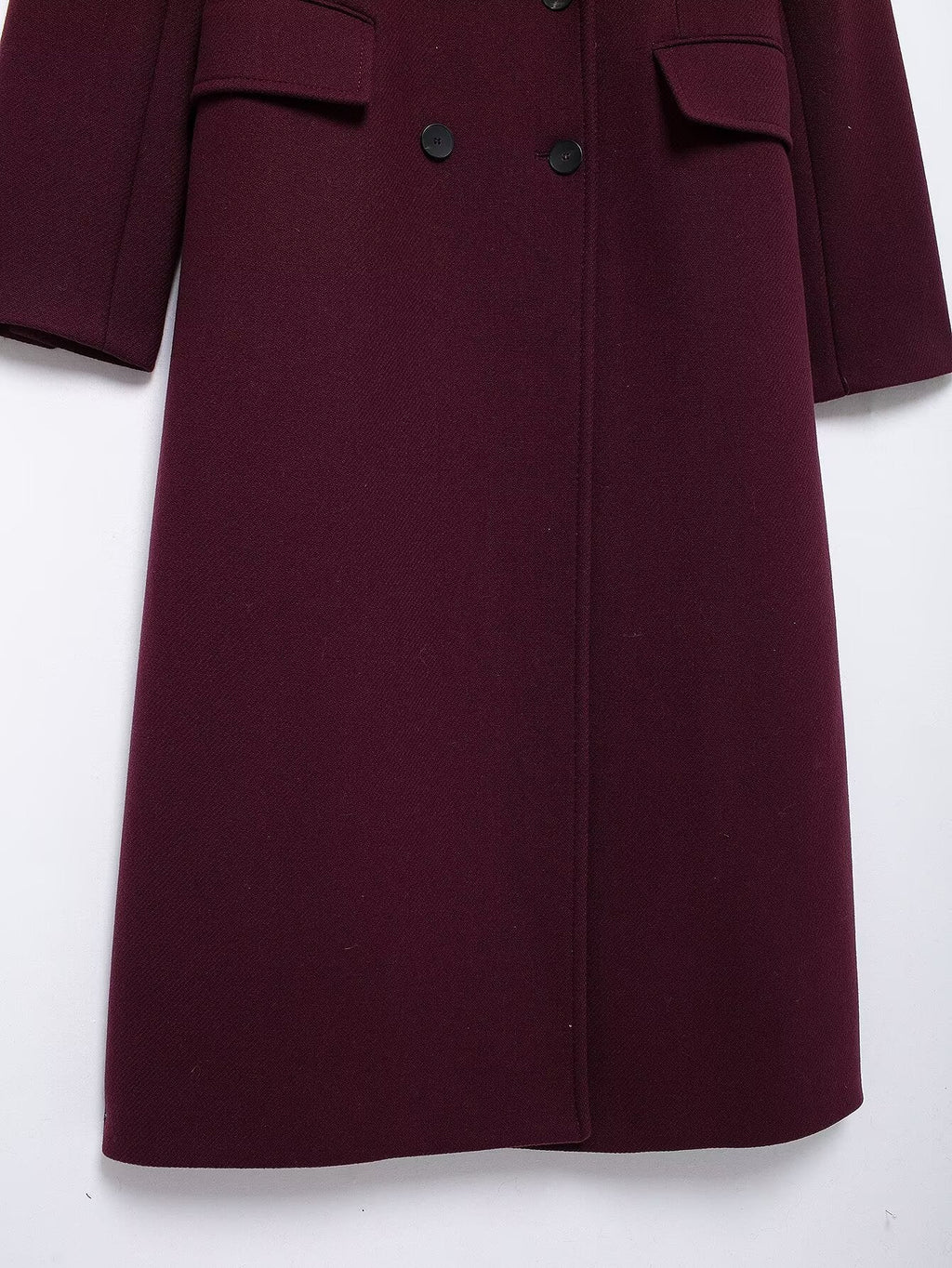 Francine | Women's Burgundy Double-Breasted Woolen Coat