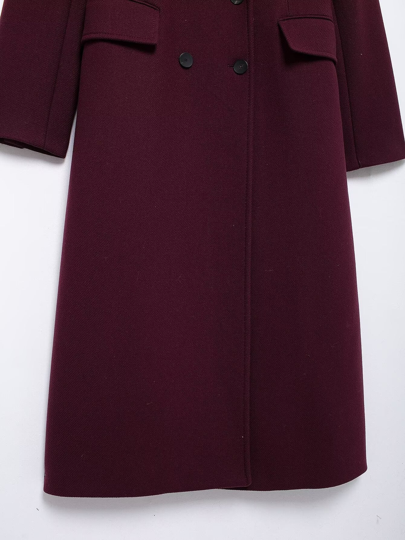 Francine | Women's Burgundy Double-Breasted Woolen Coat
