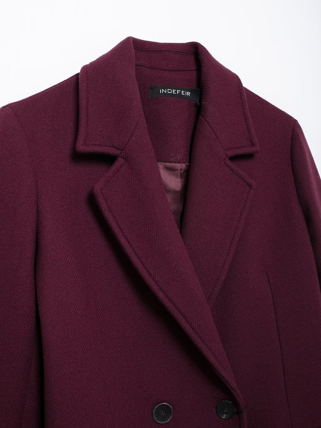 Francine | Women's Burgundy Double-Breasted Woolen Coat