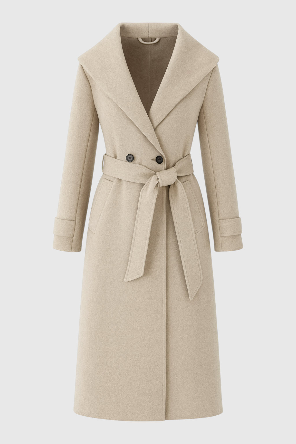 Stylish Long Khaki Hooded Coat