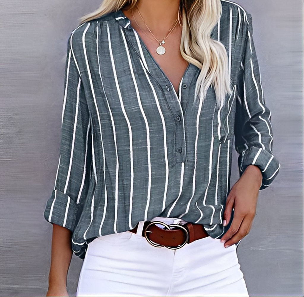 Poppy | Women's Casual Striped Button-Down Shirt