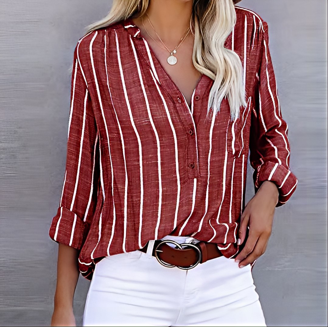 Poppy | Women's Casual Striped Button-Down Shirt