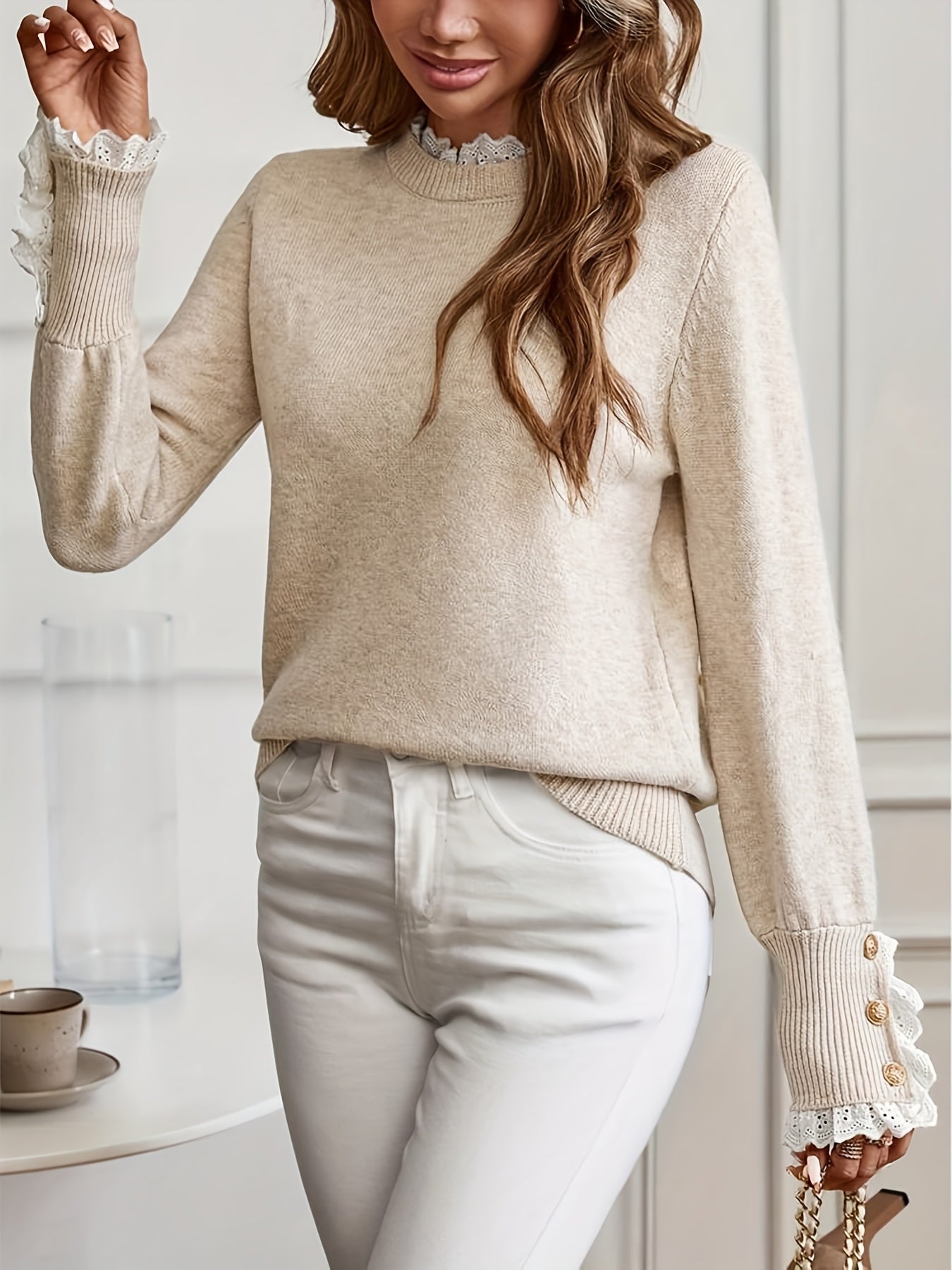 Sweater – Cotton Blend Crew Neck