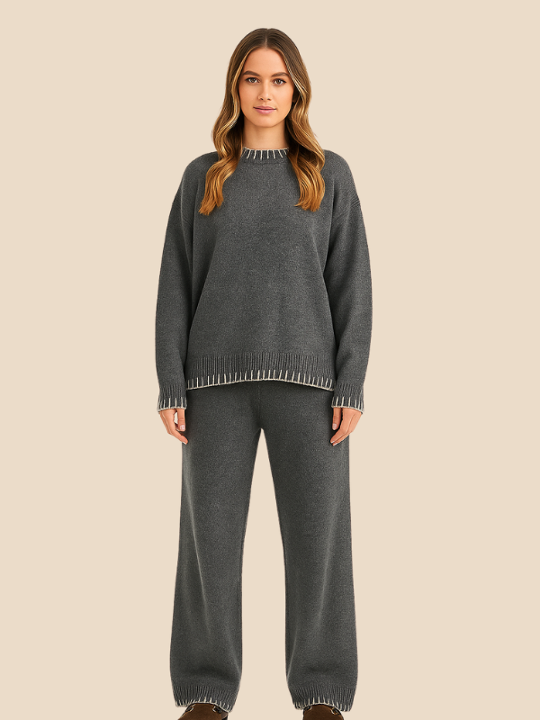 Violet | Women's Casual Contrast Stitch Outfit Set