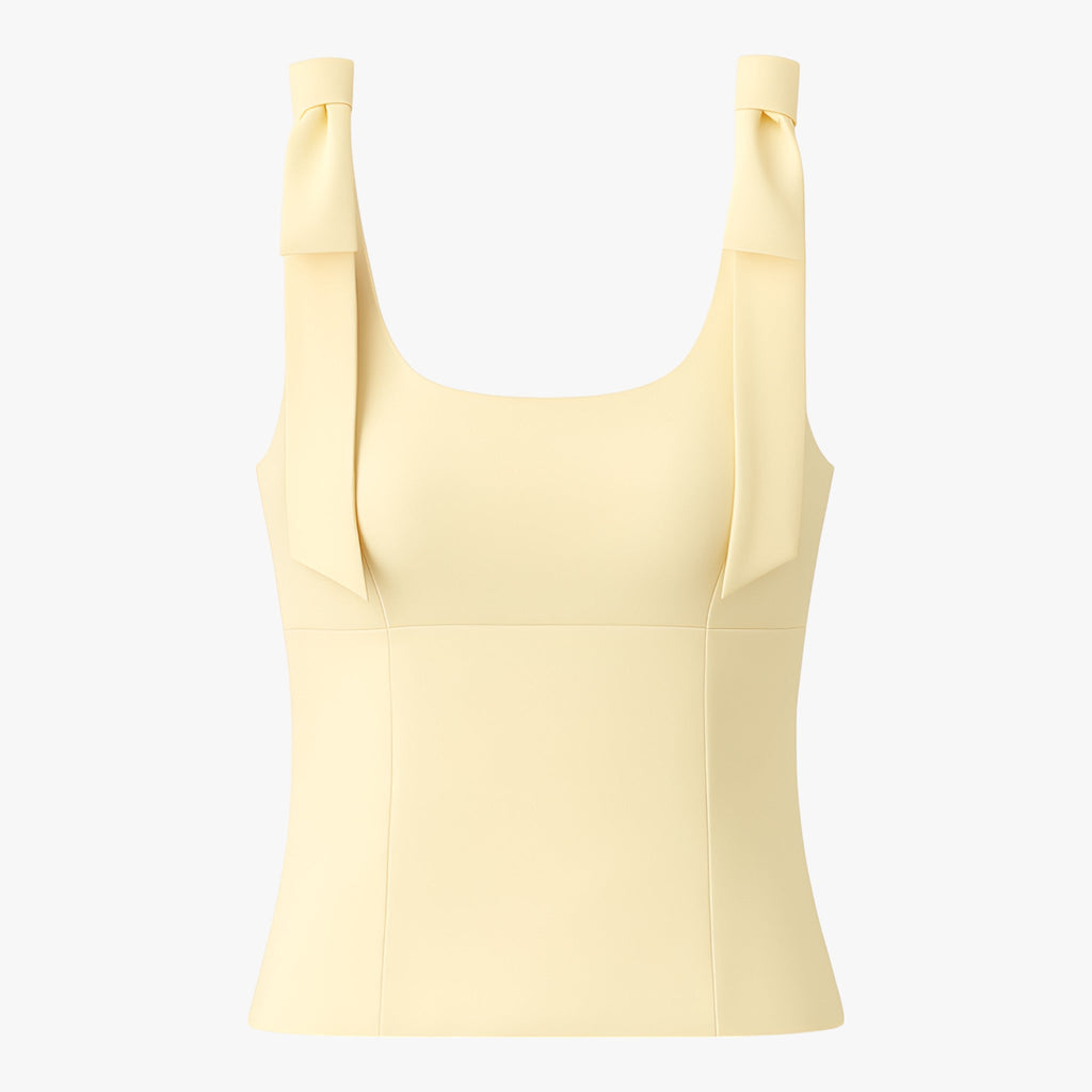 Amelie Slim Cami Top Yellow with Bow - Ideal Slim Cami Top Yellow for Every Season