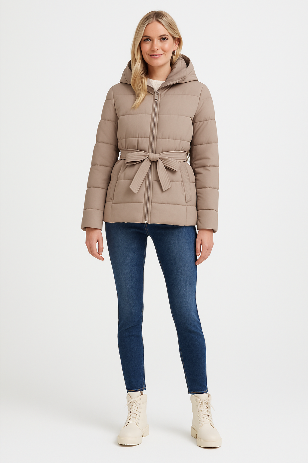 Women’s Belted Hooded Puffer Jacket
