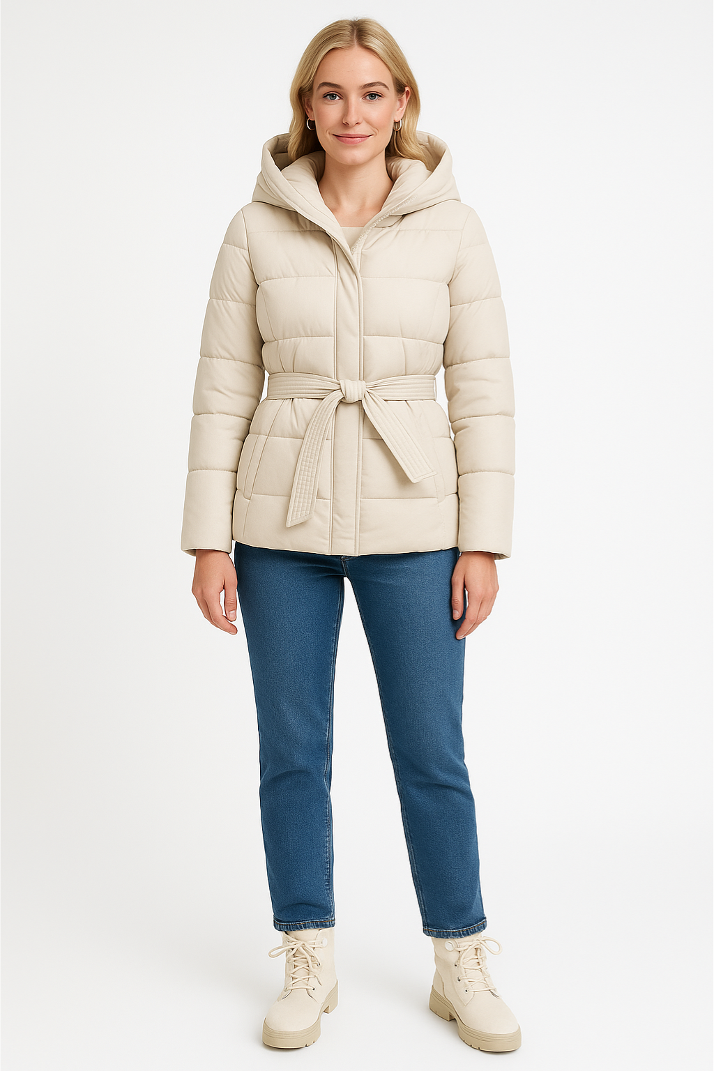 Women’s Belted Hooded Puffer Jacket