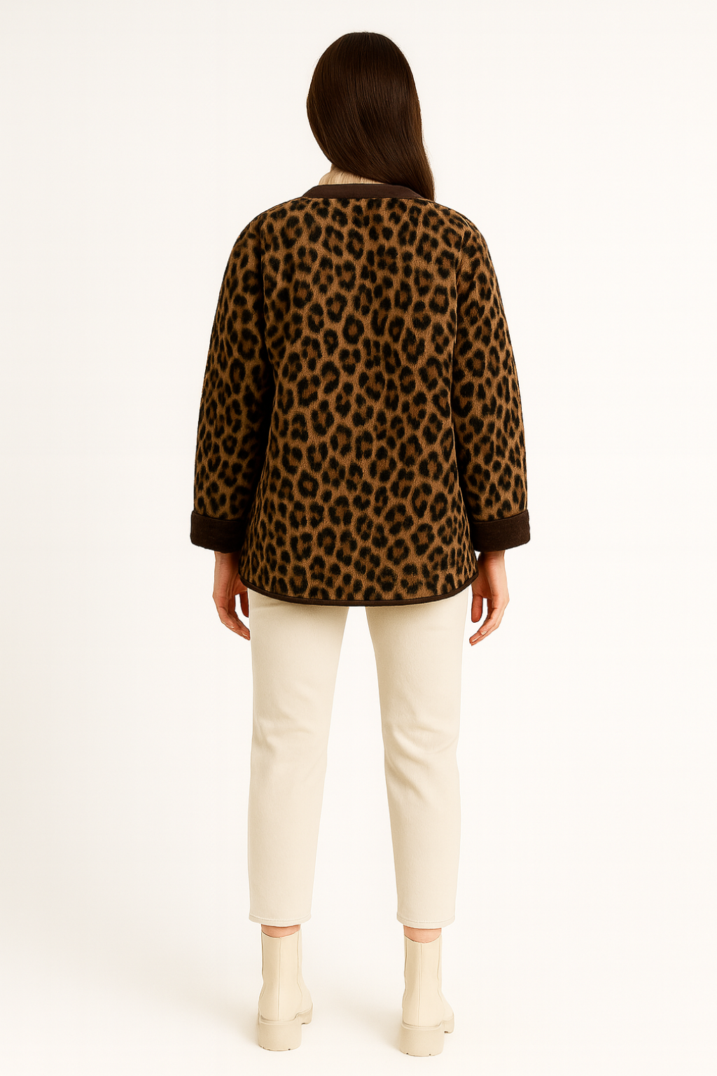Women’s Classic Round Neck Leopard Print Jacket