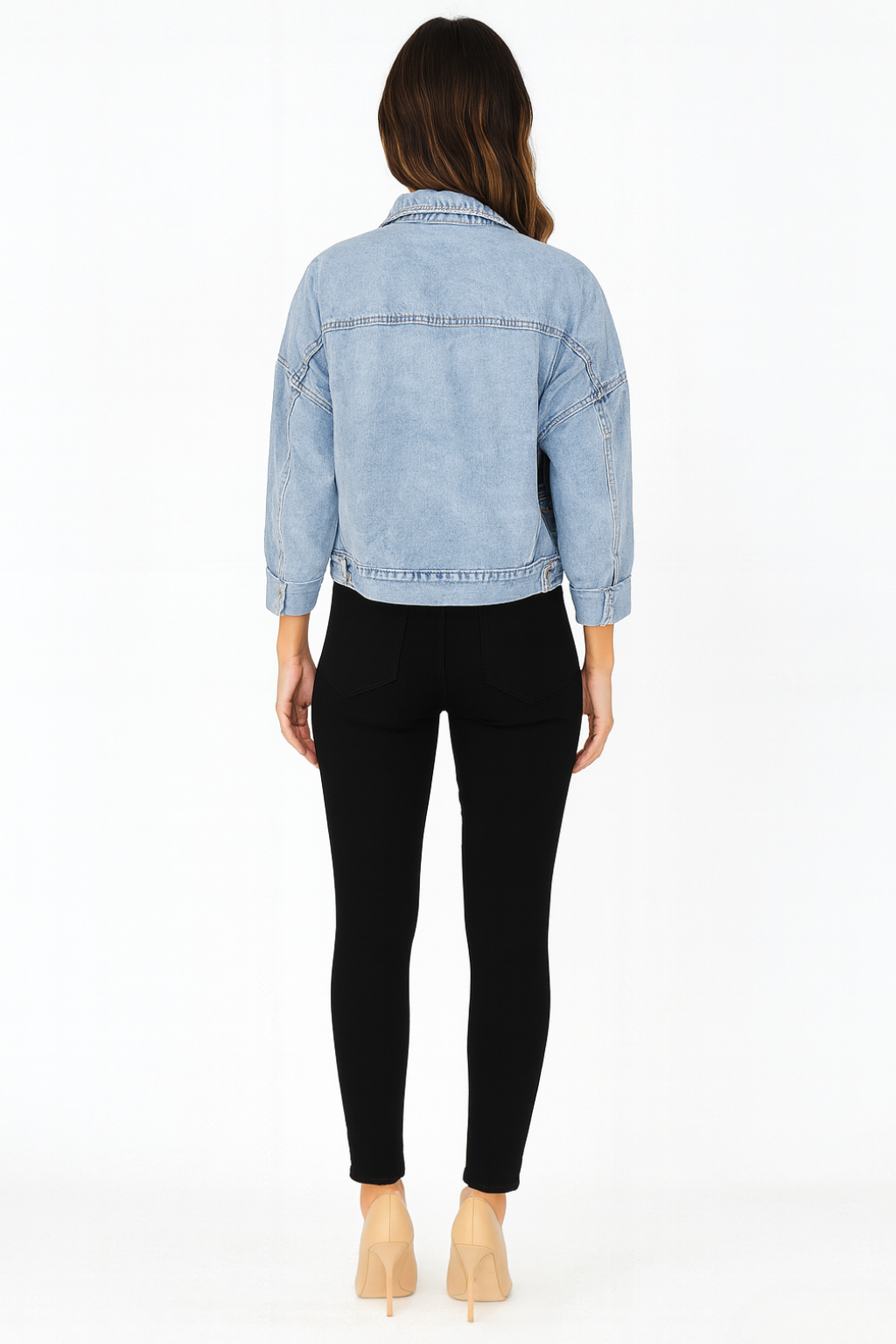 Women’s Denim Jacket with Animal Print Accent