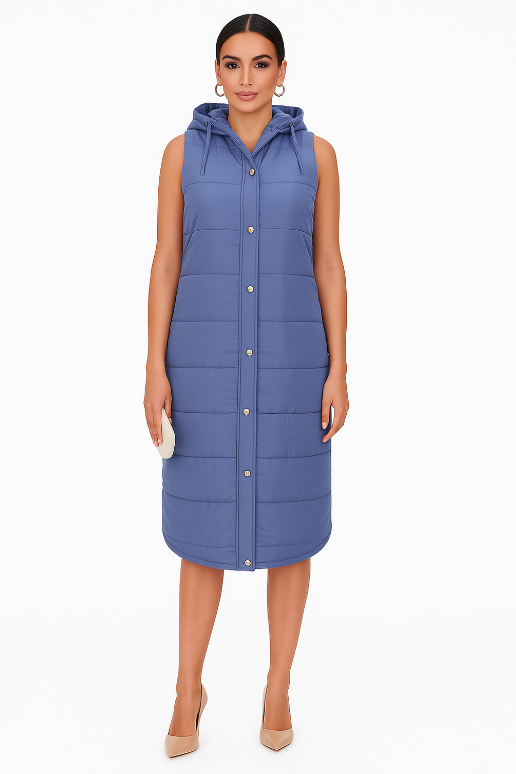 Women’s Long Puffer Vest with Hood