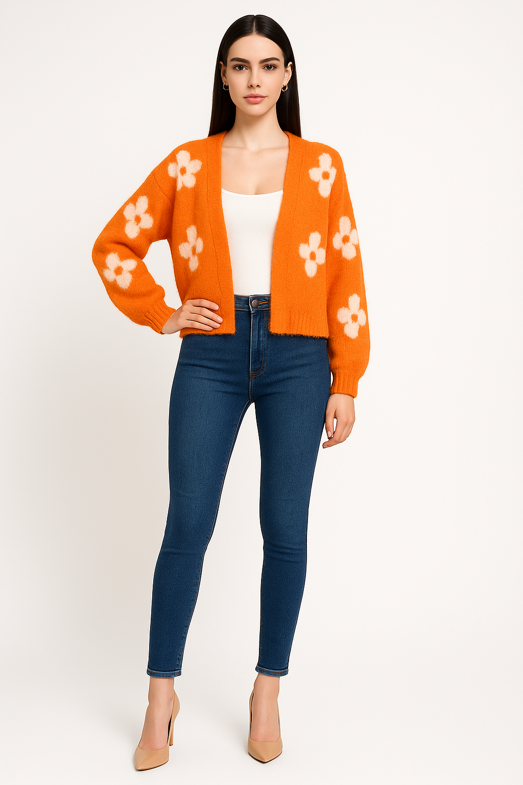 Women's Open Front Floral Cardigan