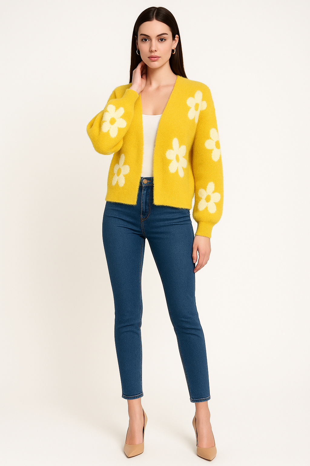 Women's Open Front Floral Cardigan