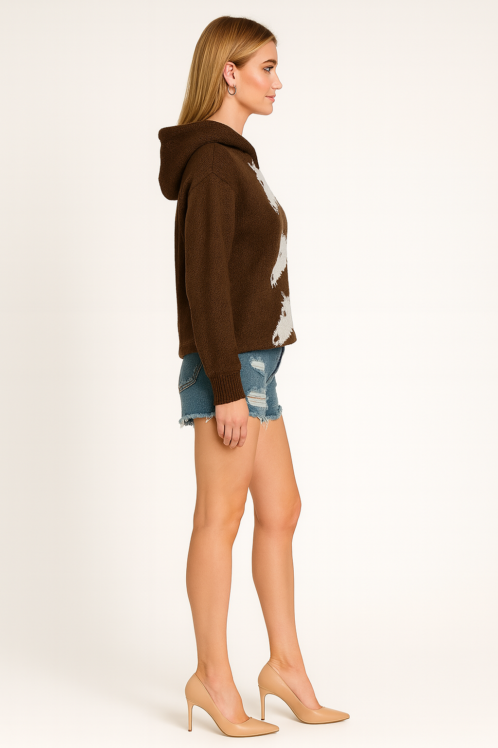 Women’s Relaxed Knit Hoodie with Bold Graphic