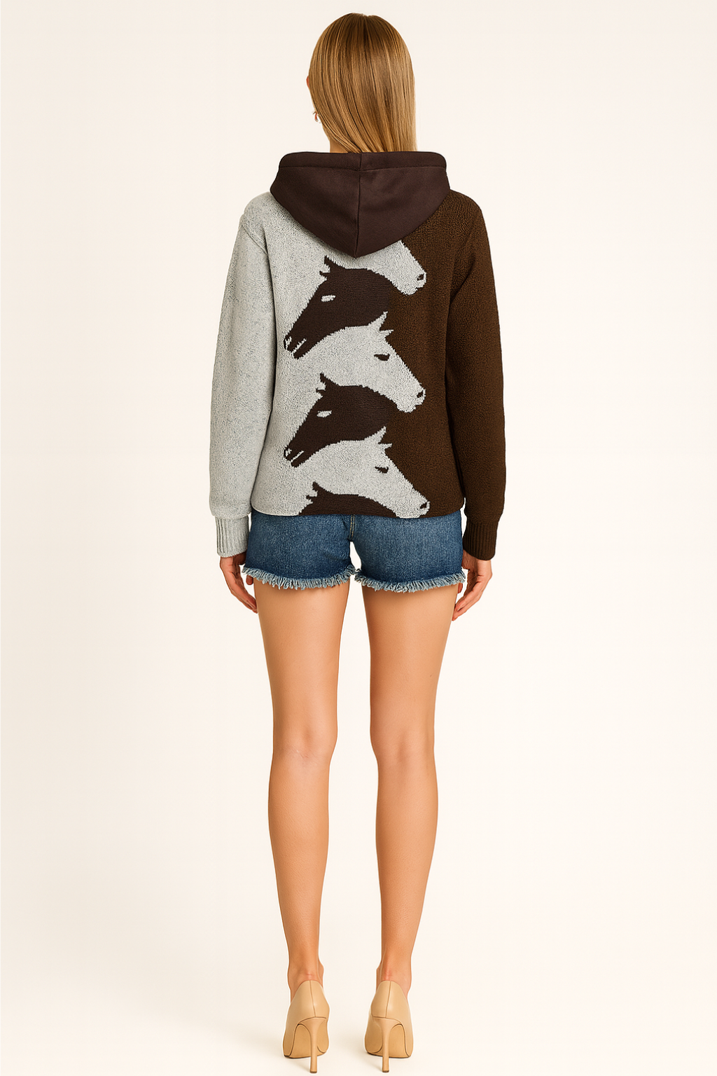 Women’s Relaxed Knit Hoodie with Bold Graphic