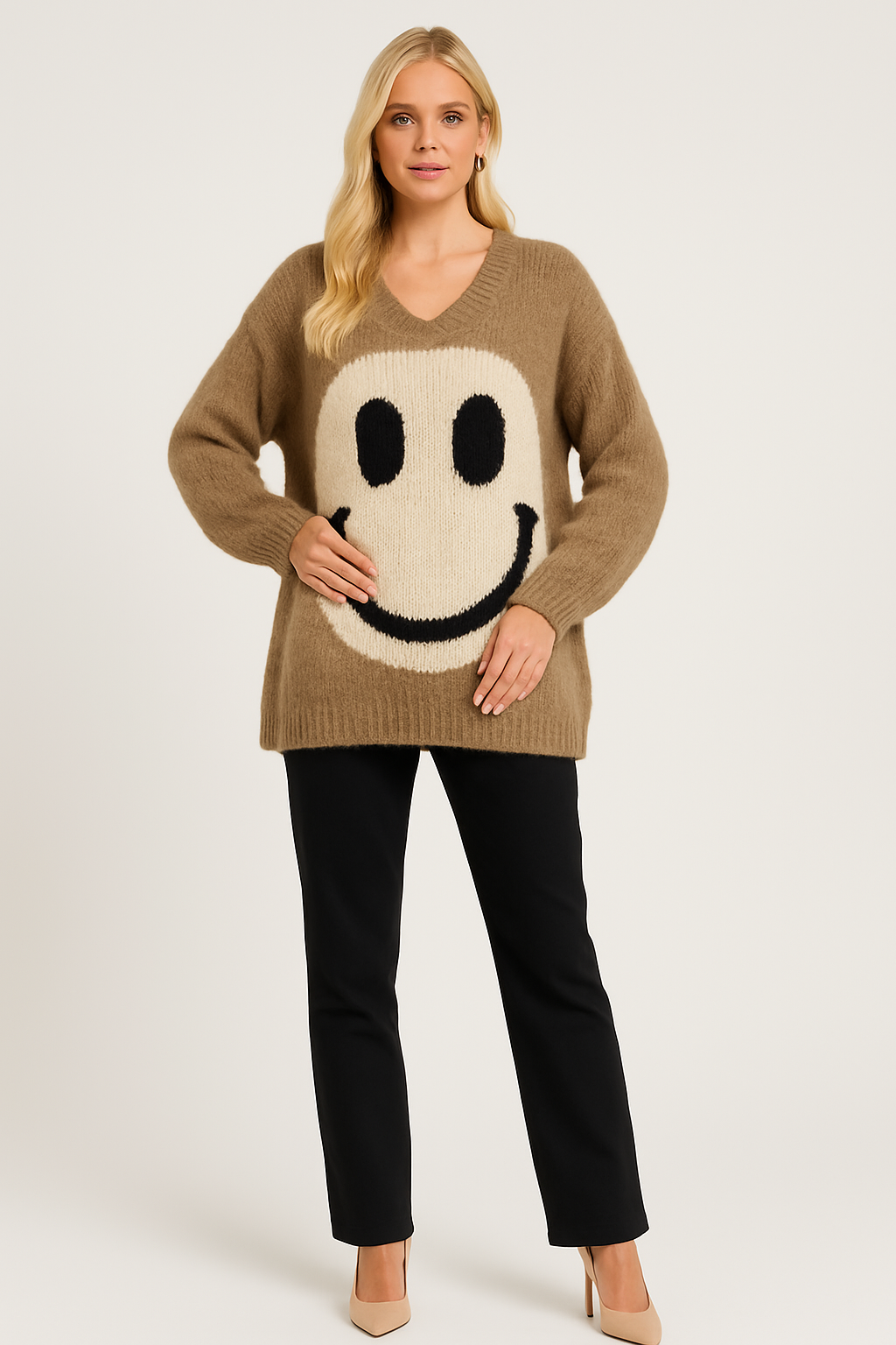 Women's Smiley Face Knit Sweater