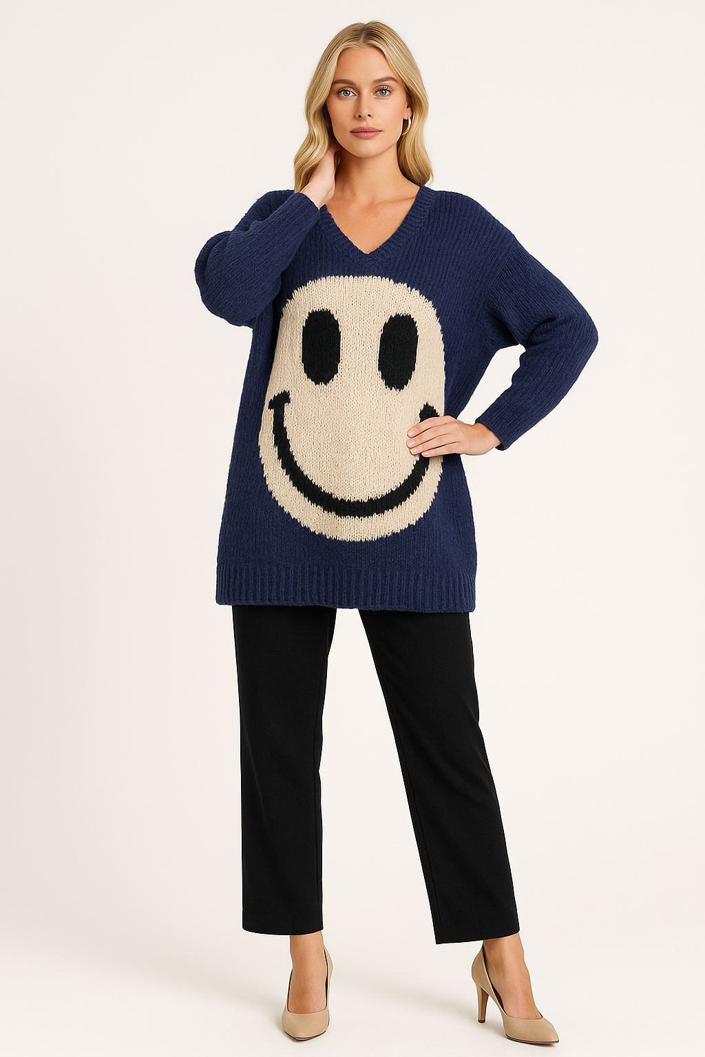 Women's Smiley Face Knit Sweater