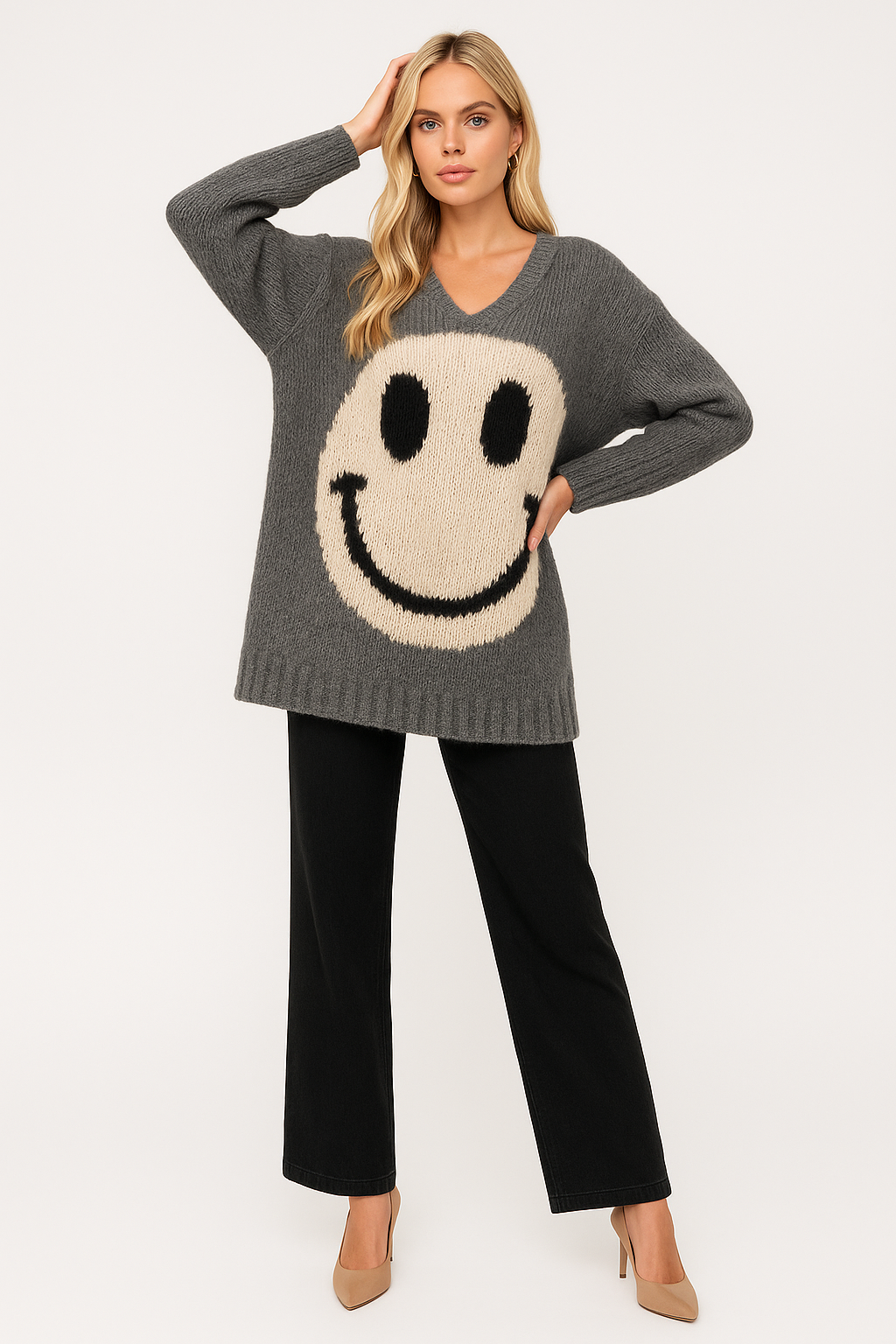 Women's Smiley Face Knit Sweater