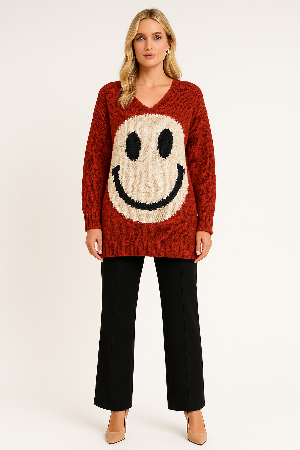 Women's Smiley Face Knit Sweater