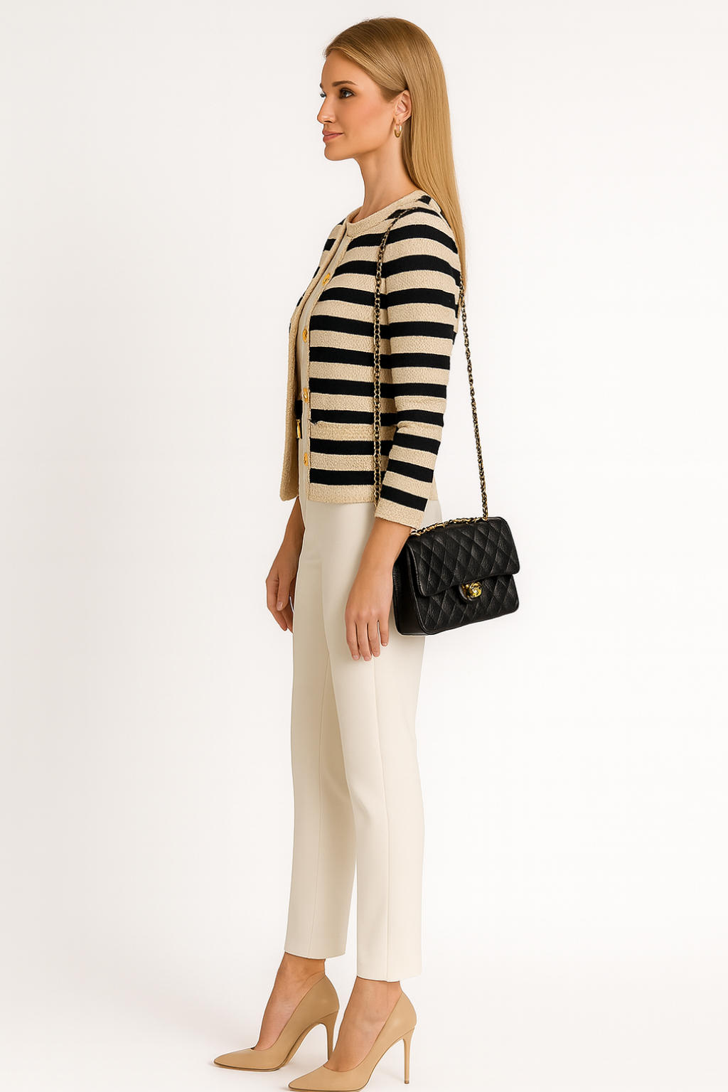 Women’s Striped Open-Front Cardigan