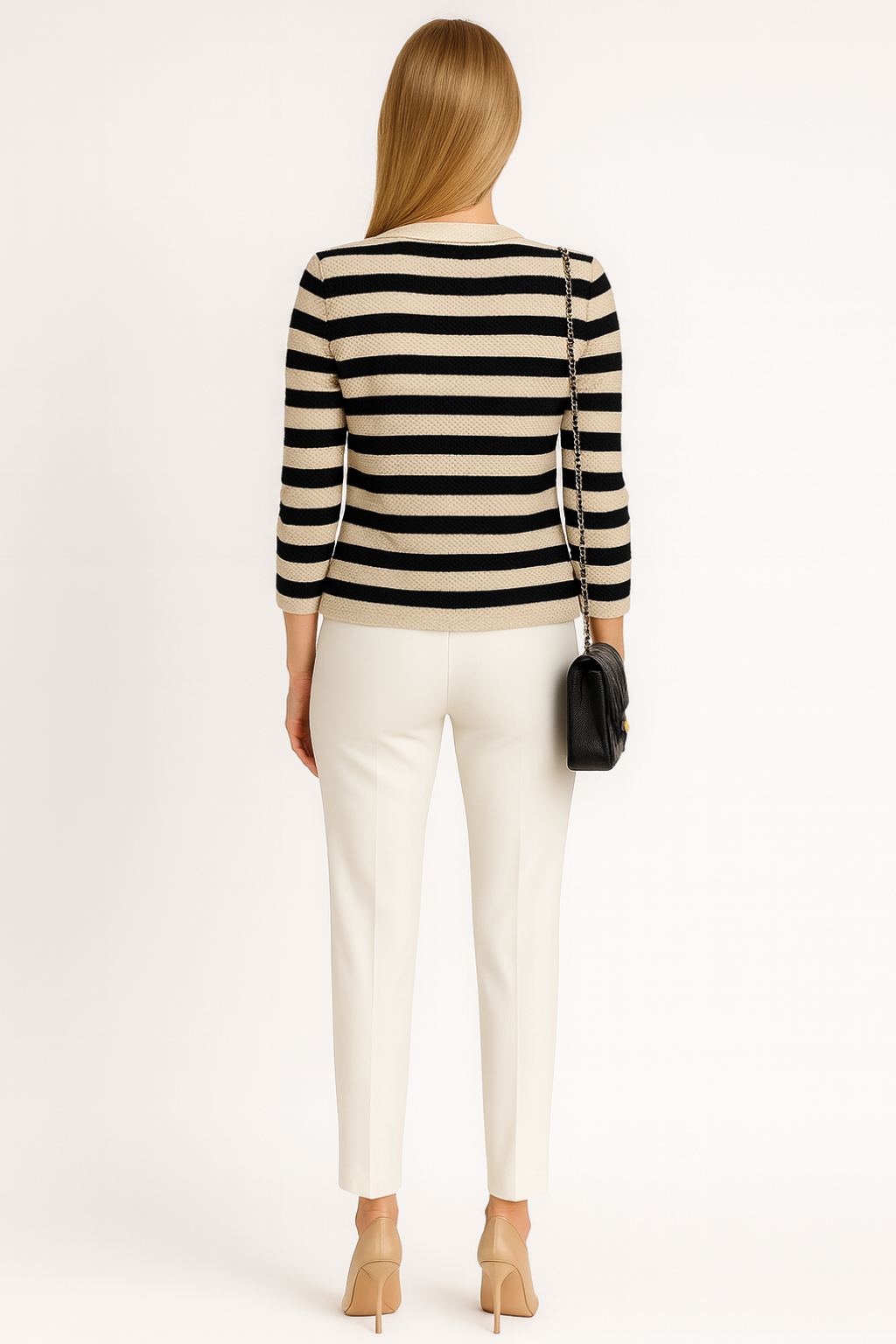 Women’s Striped Open-Front Cardigan