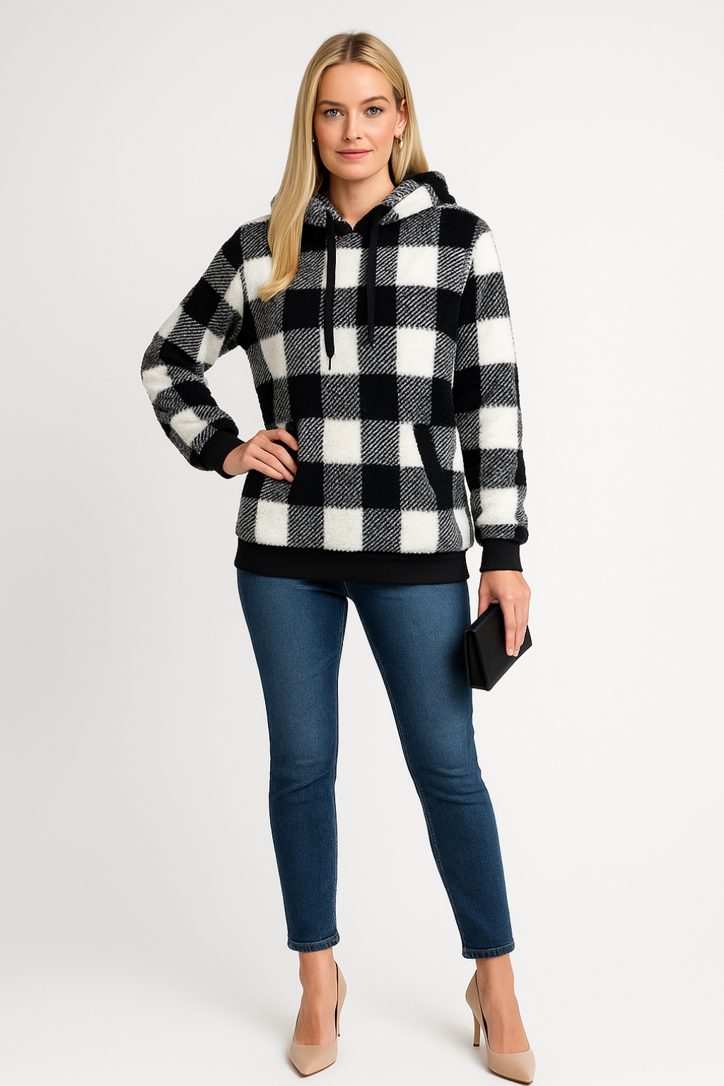 Women’s Checkered Pullover Hoodie