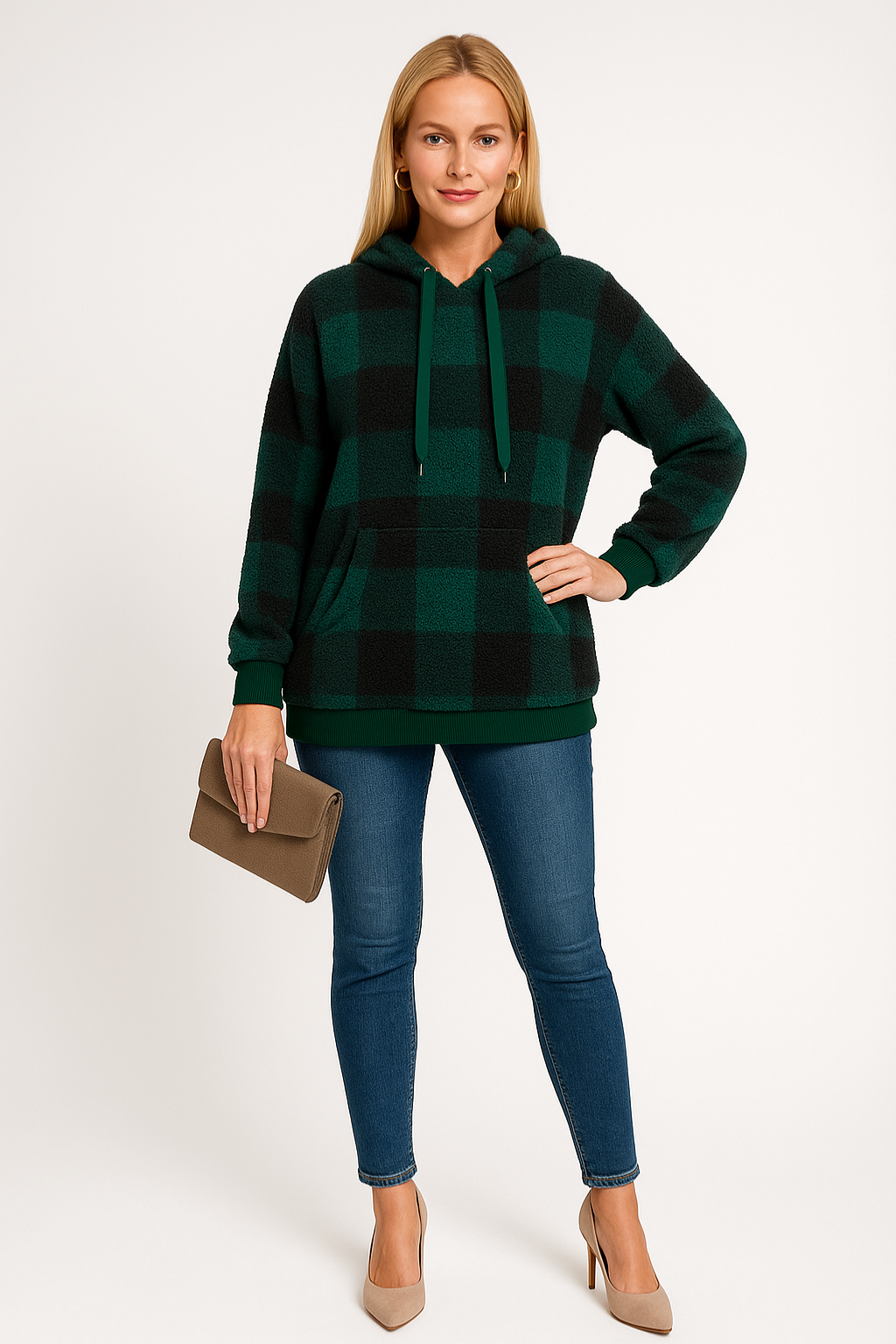 Women’s Checkered Pullover Hoodie