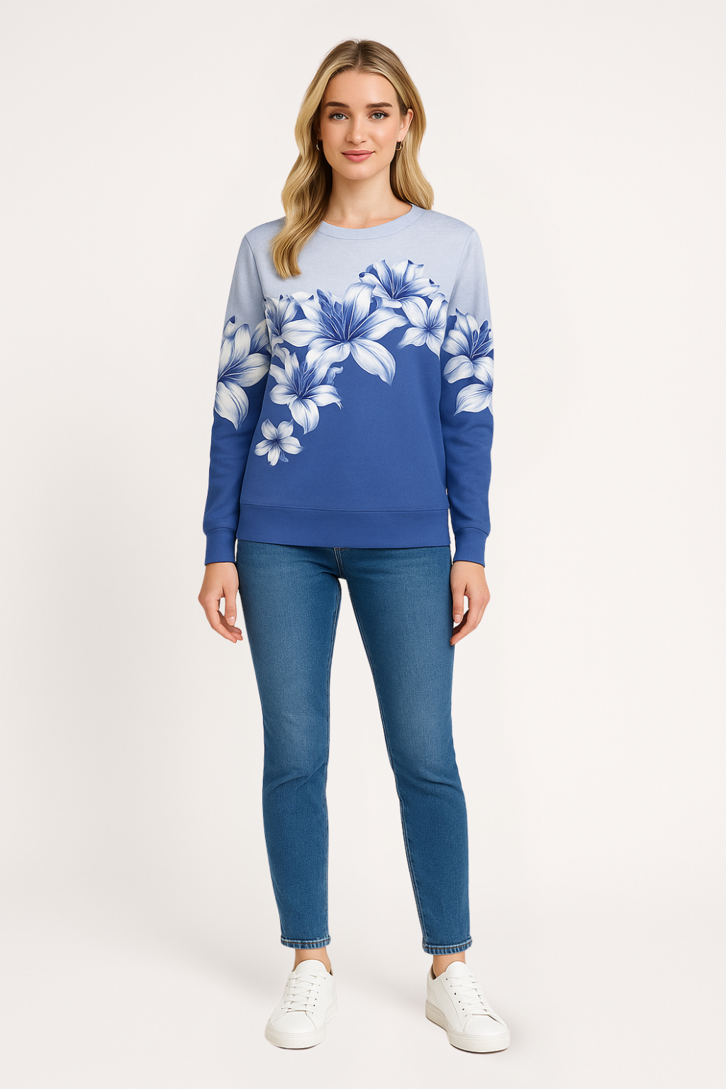 Women’s Floral Print Lightweight Sweatshirt