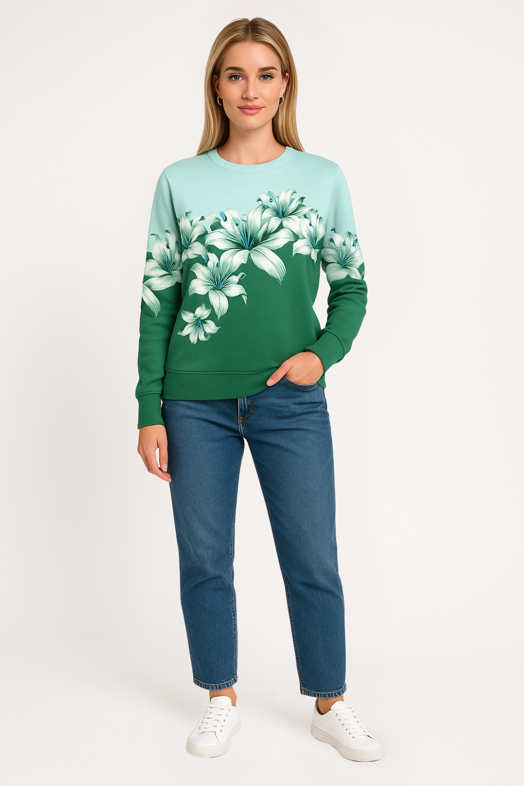 Women’s Floral Print Lightweight Sweatshirt