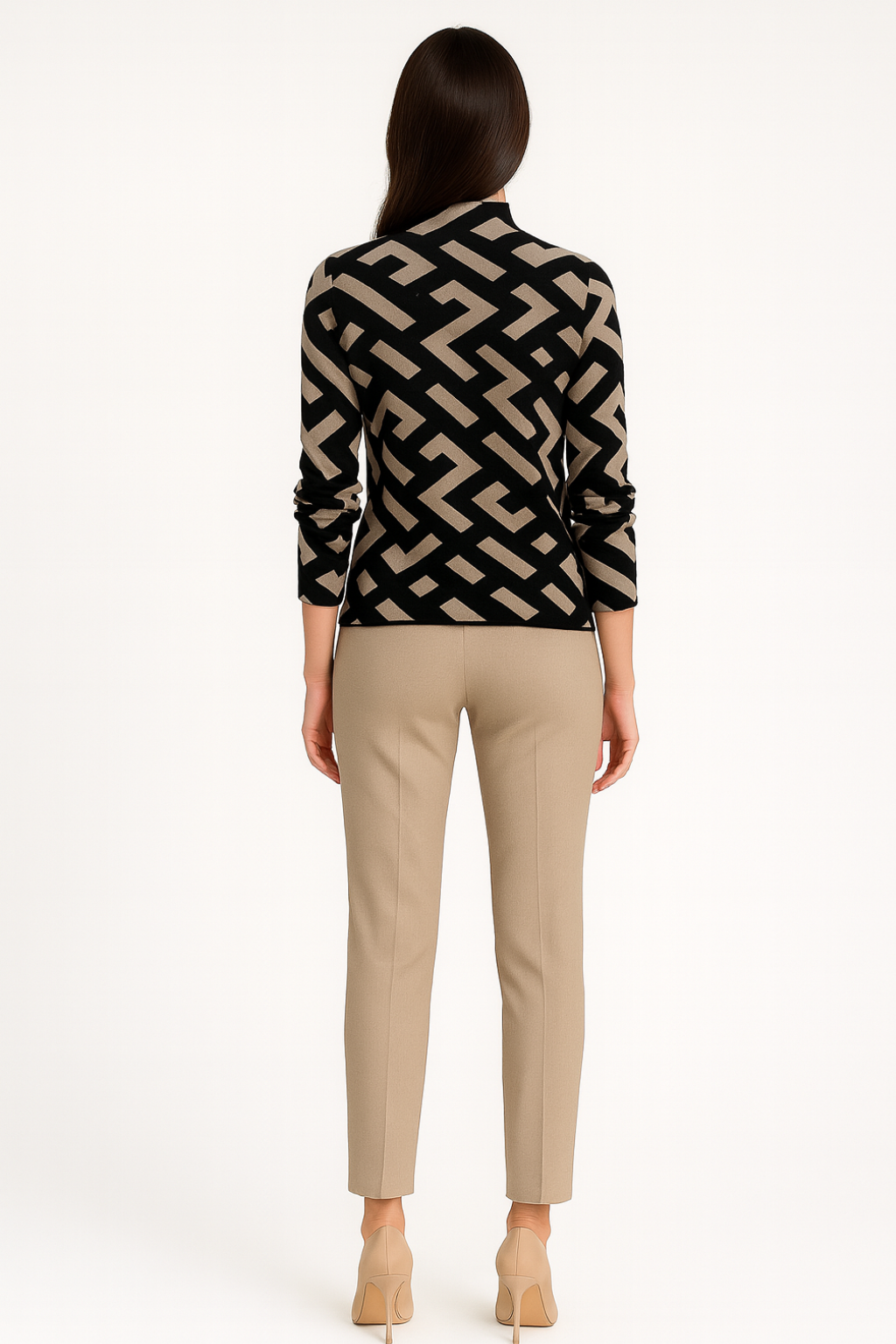 Women’s Long Sleeve Geometric Knit Sweater