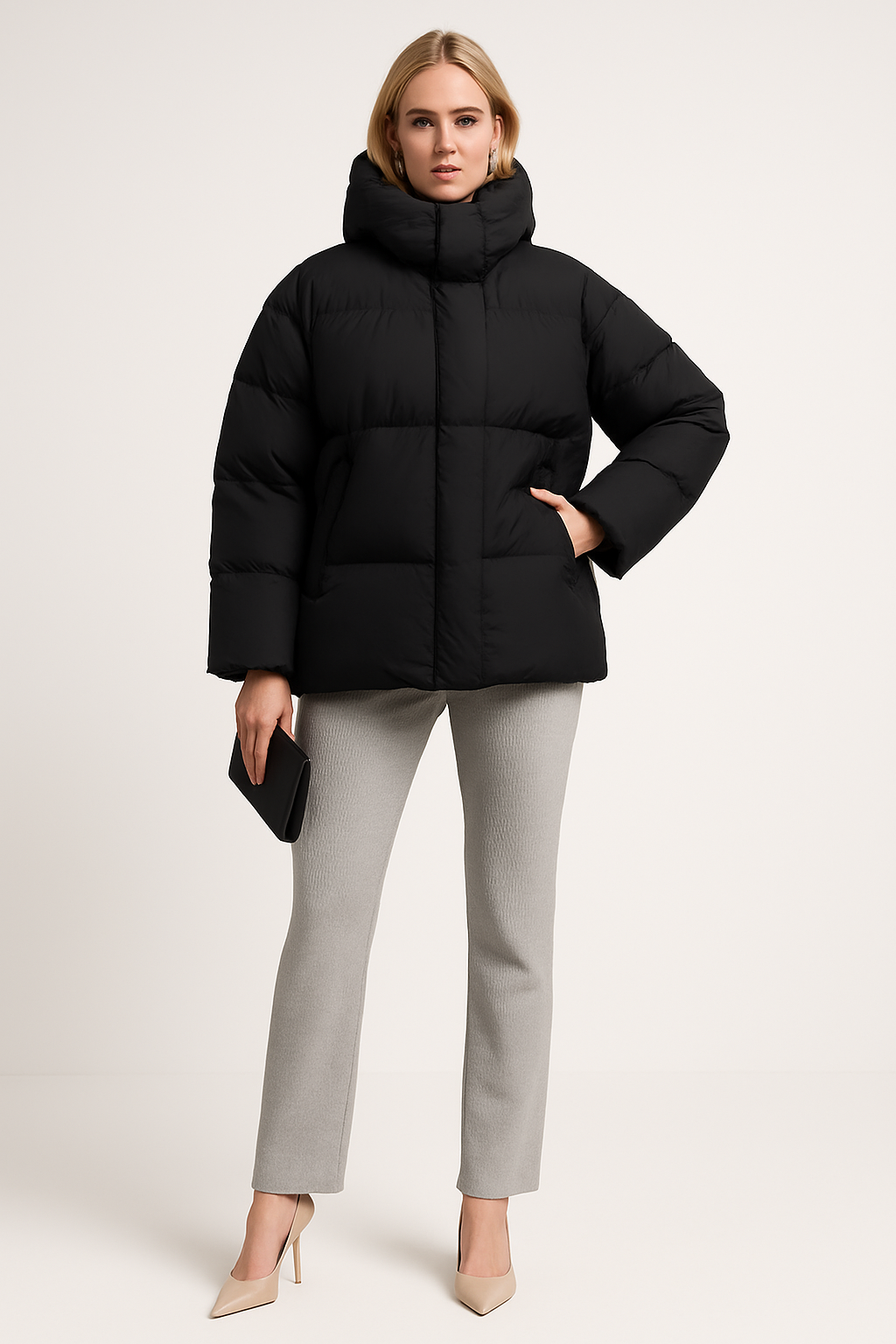 Women’s Oversized High-Collar Puffer Jacket
