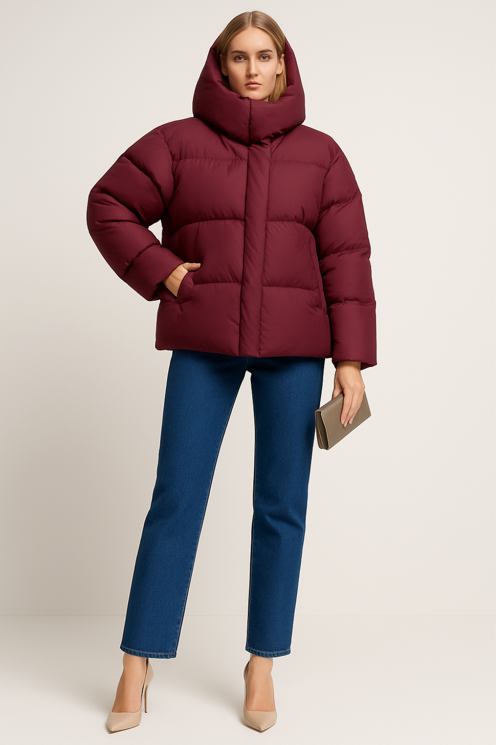 Women’s Oversized High-Collar Puffer Jacket
