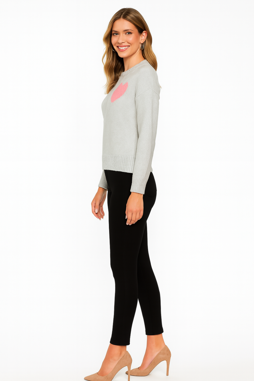 Women’s Pink Heart Pattern Sweater