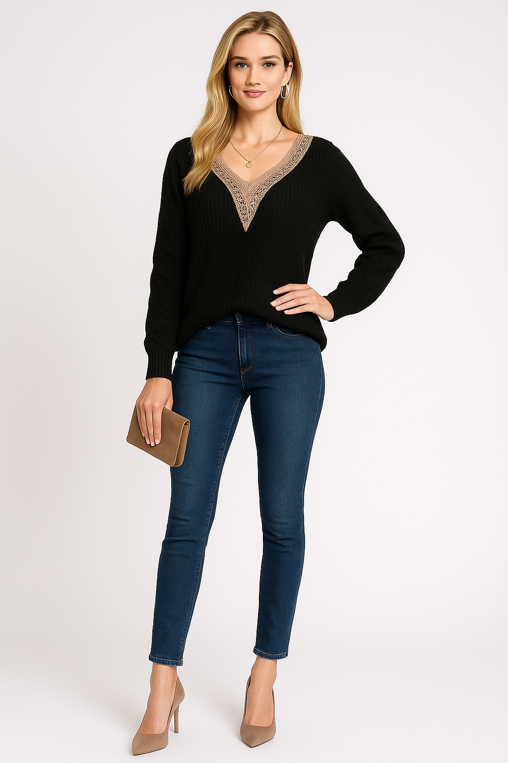 Women’s V-Neck Knit Sweater