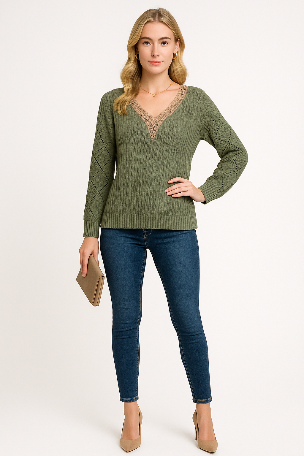 Women’s V-Neck Knit Sweater