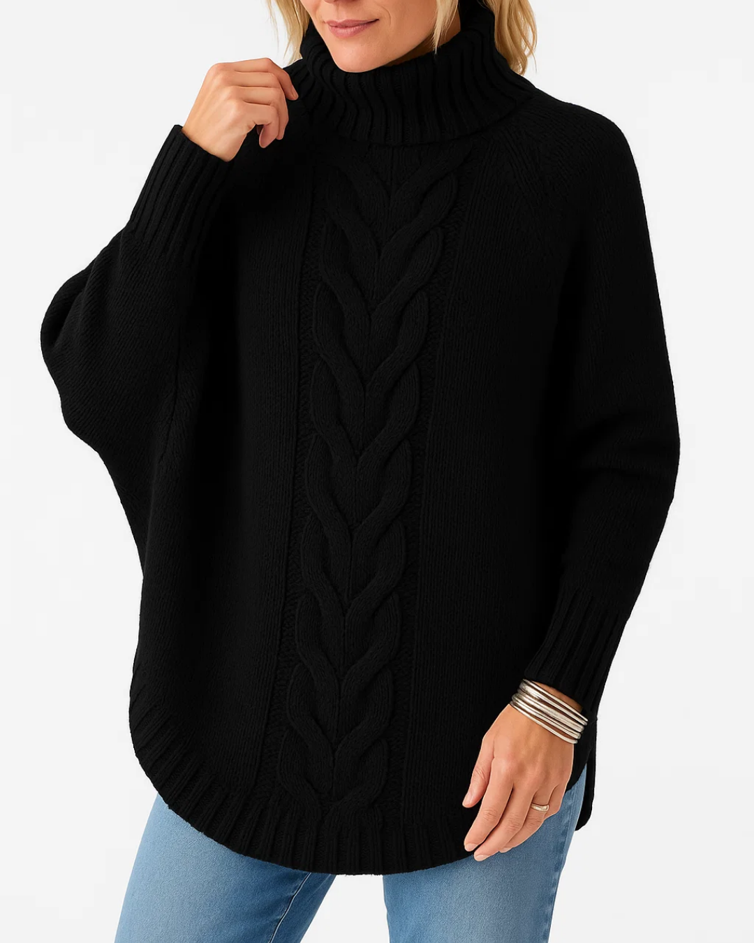 Women's Braided Design Knitted Sweater