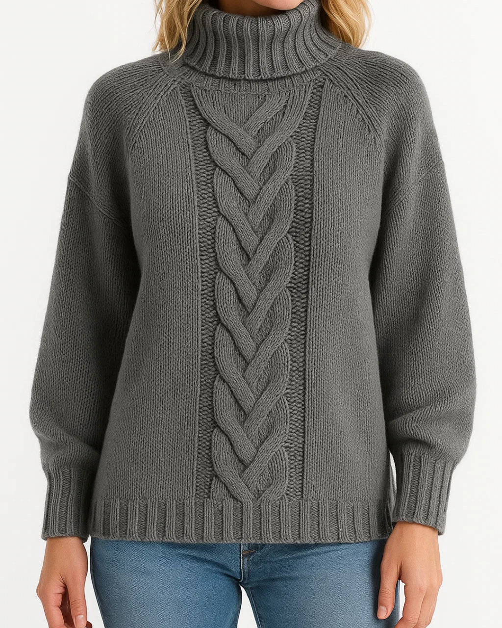 Women's Braided Design Knitted Sweater