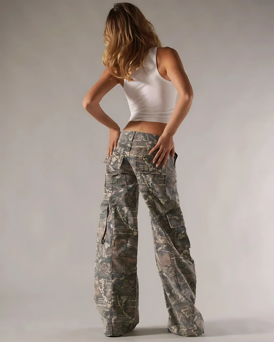 Women’s Camouflage Wide Leg Cargo Trousers