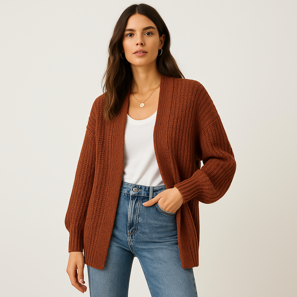 Women's Casual Knit Cardigan with Open Front