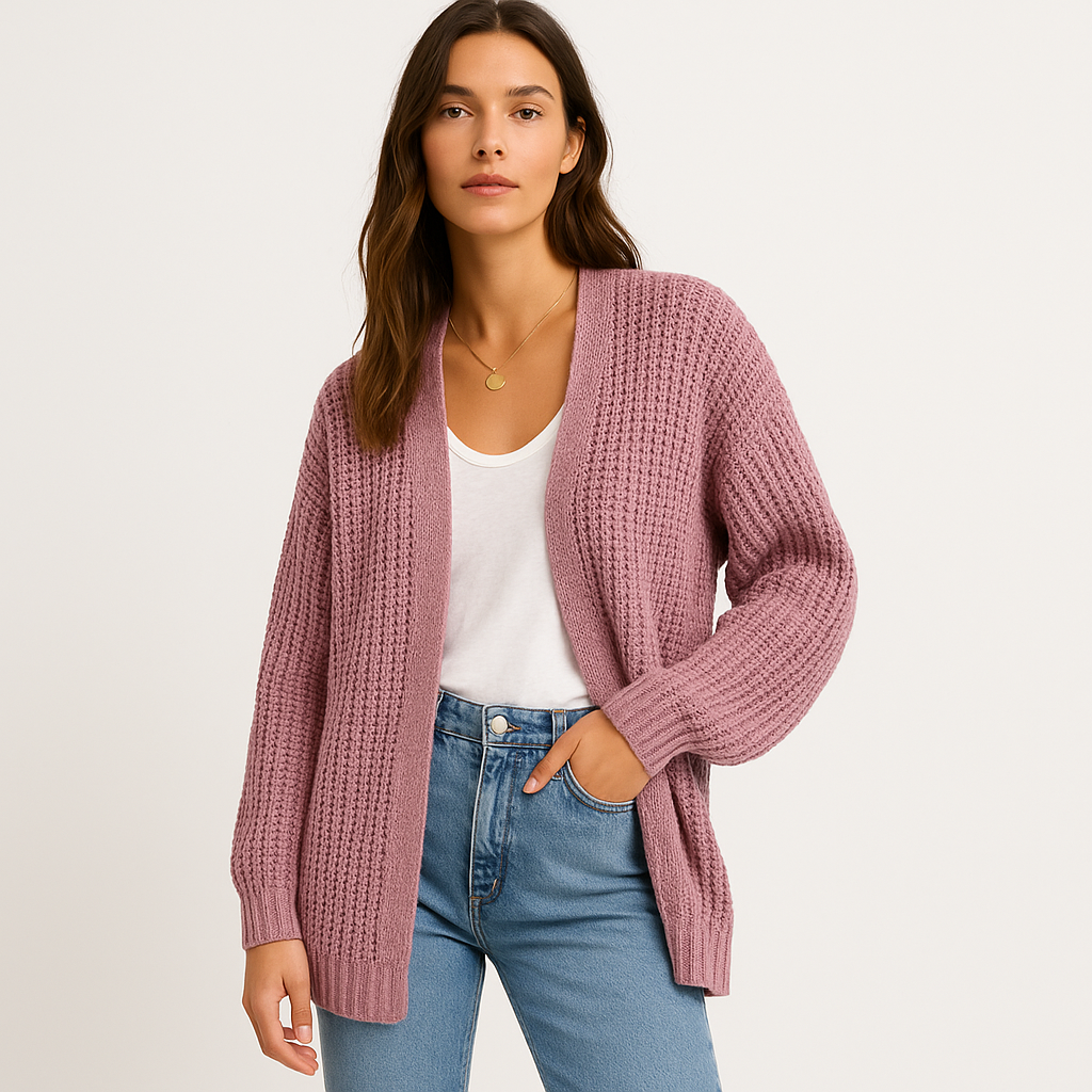 Women's Casual Knit Cardigan with Open Front