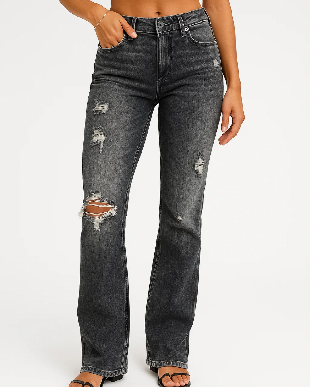 Women’s Casual Ripped Wide-Leg Jeans Trousers