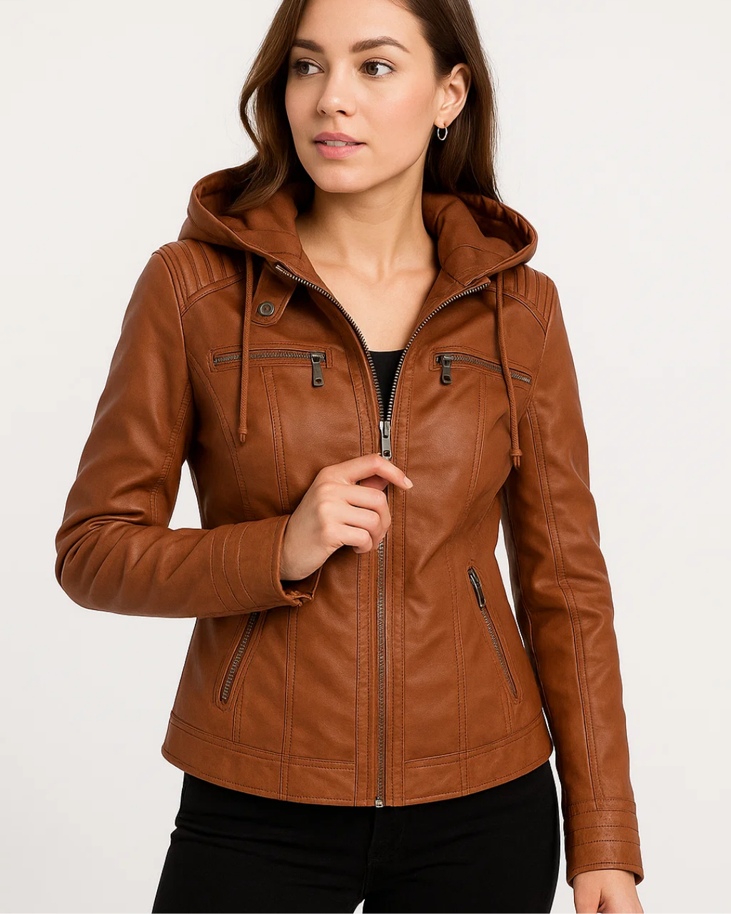 Women's Chic Cropped Jacket with Zip Closure