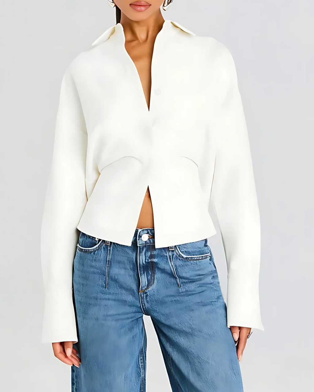 Women's Elegant Oversized Button-Up Blouse