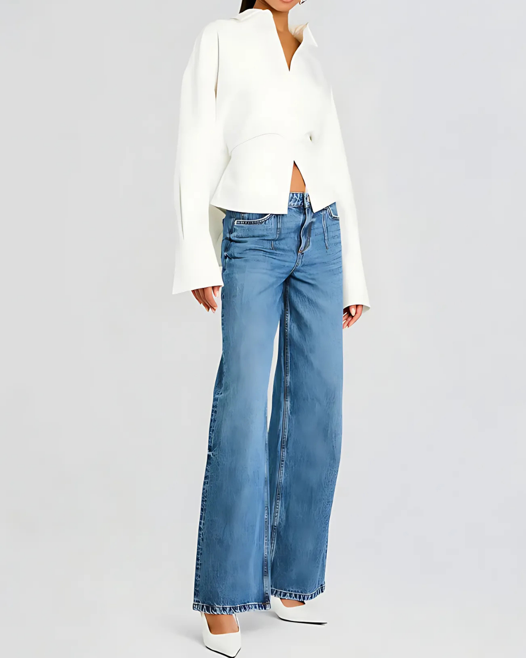 Women's Elegant Oversized Button-Up Blouse