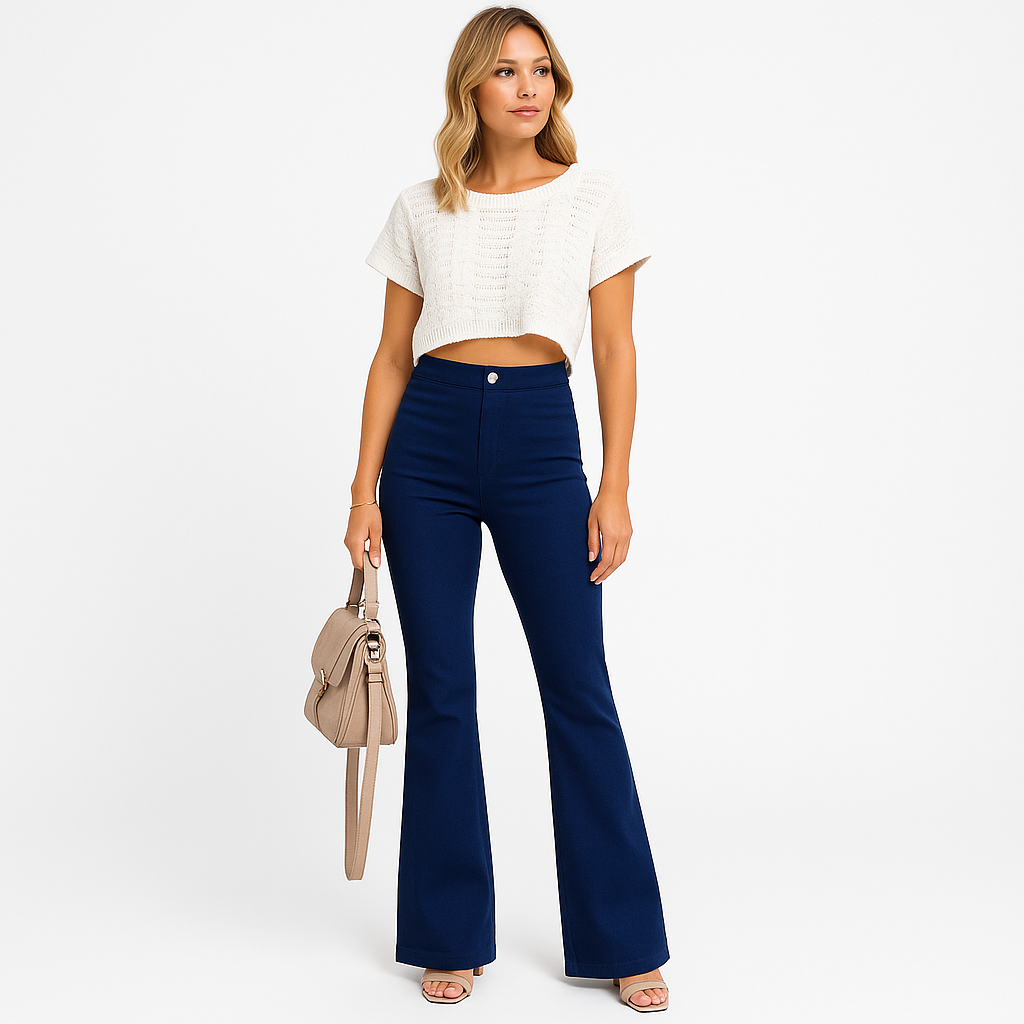 Women's High-Waisted Flared Trousers