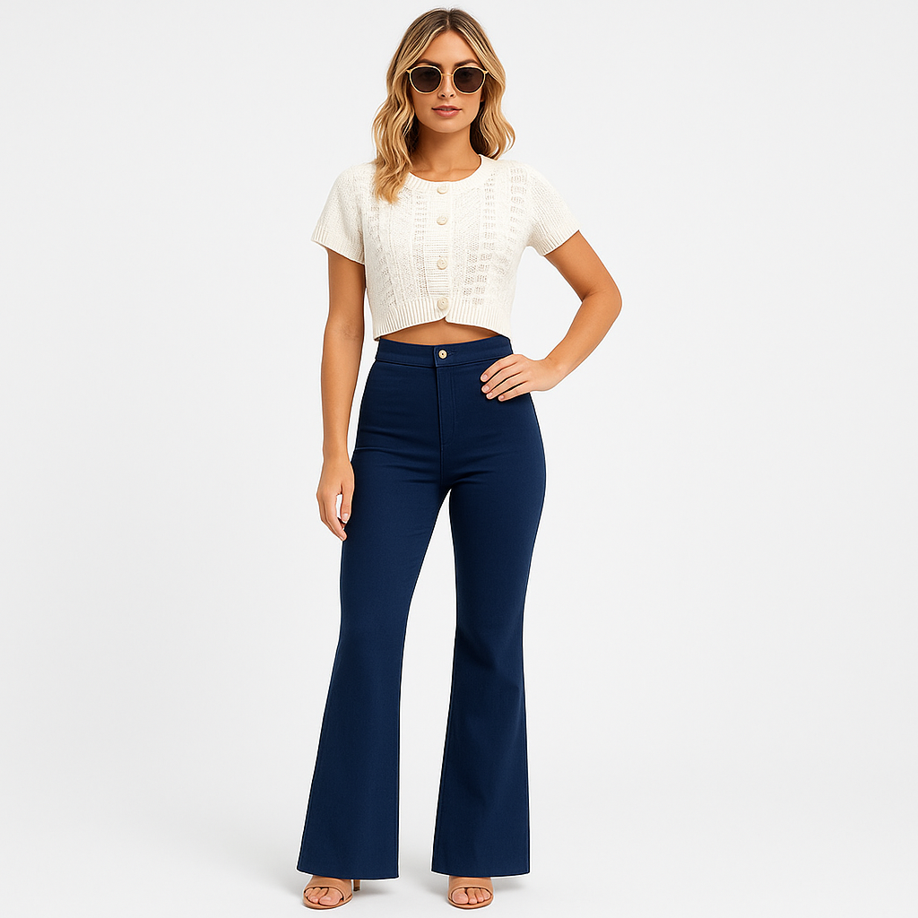 Women's High-Waisted Flared Trousers
