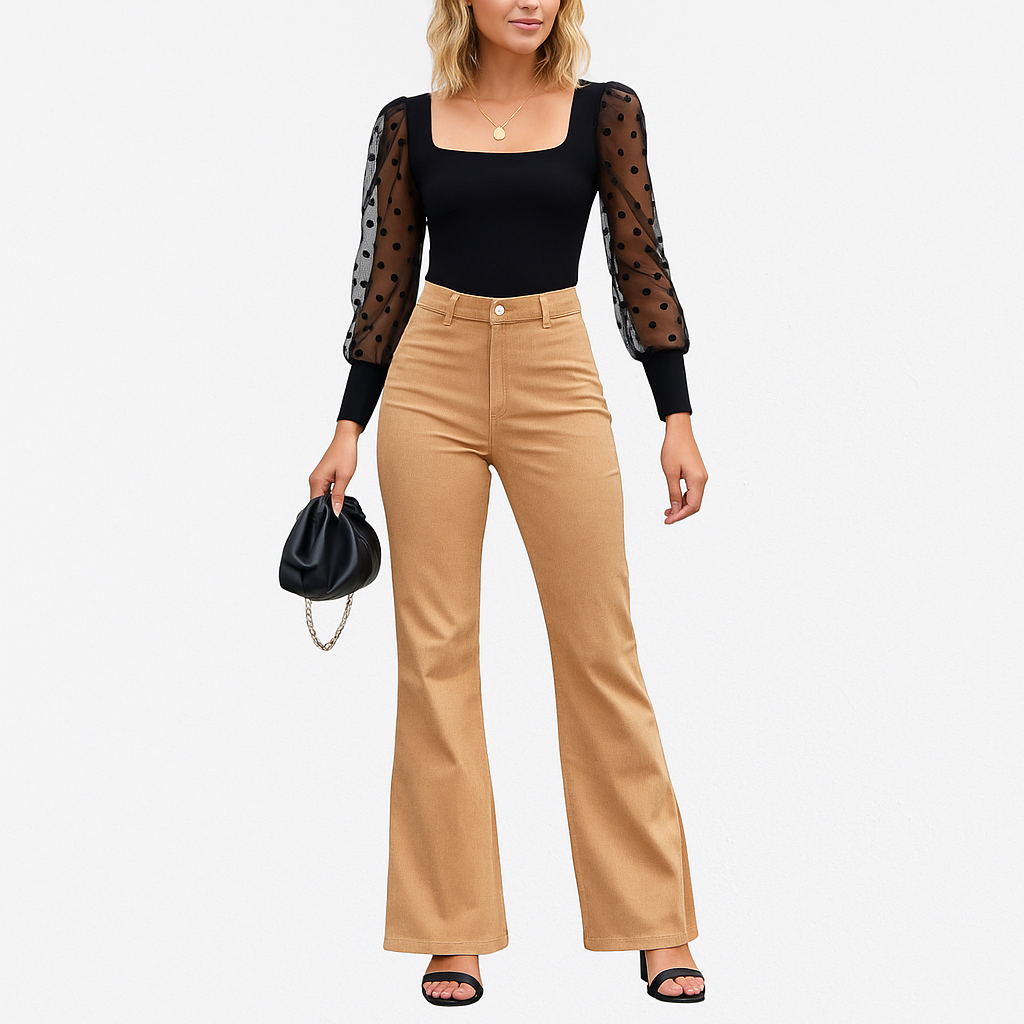 Women's High-Waisted Flared Trousers