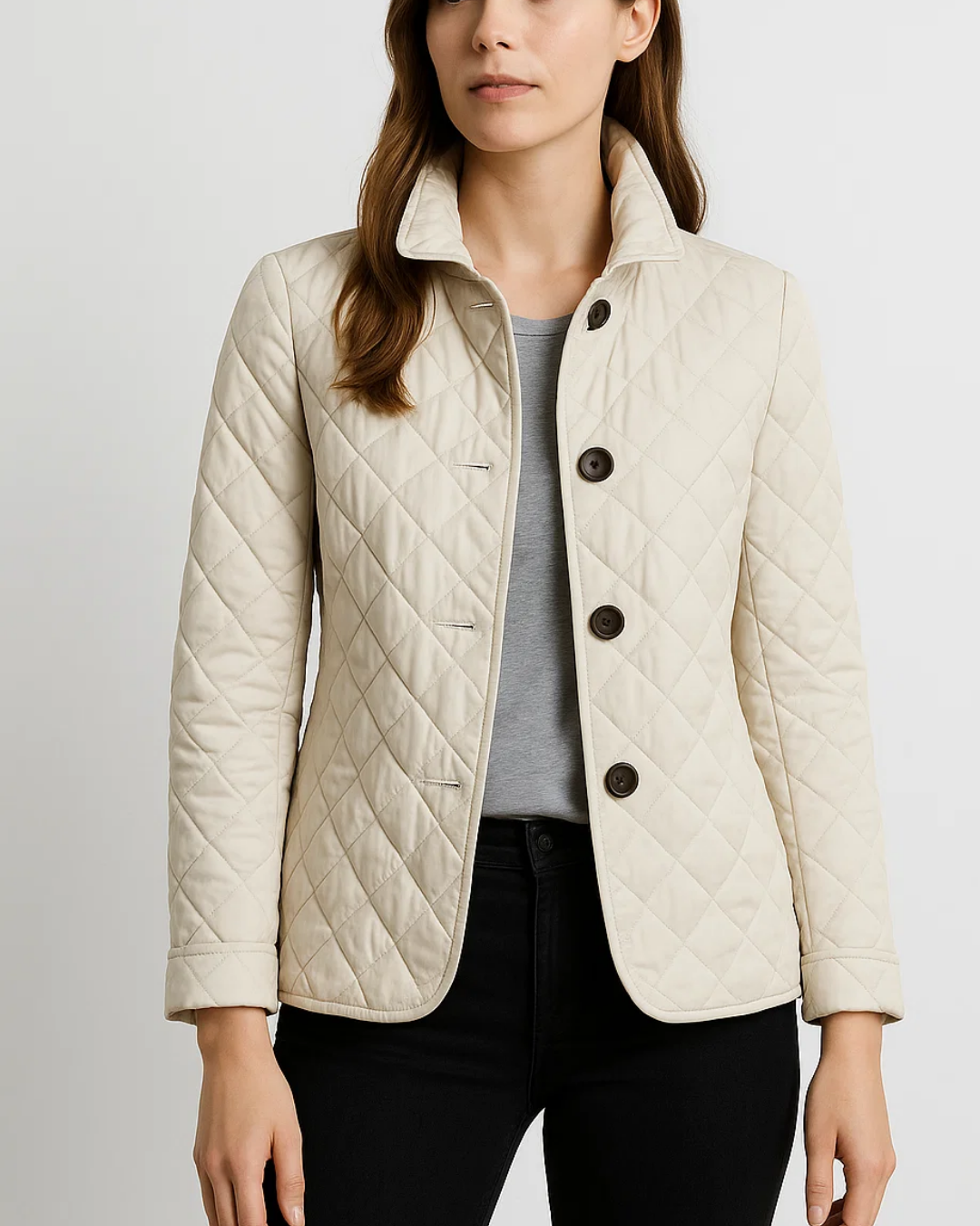 Women's Quilted Jacket with Button Closure